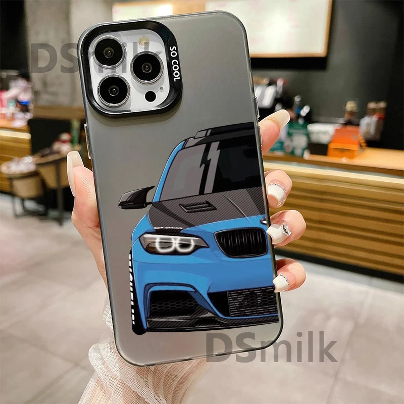 JDM Car iPhone Case - Laser Etched Hard PC + TPU Shockproof Back Cover for iPhone 7 - 16 Pro Max