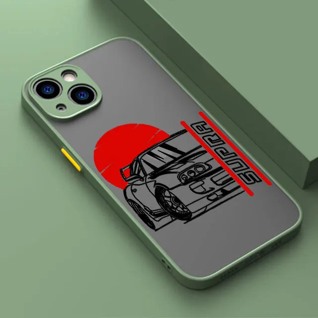 Tokyo JDM Drift Car iPhone Case - Matte Soft Edge Shockproof Shell for iPhone 7 - 16 Pro Max