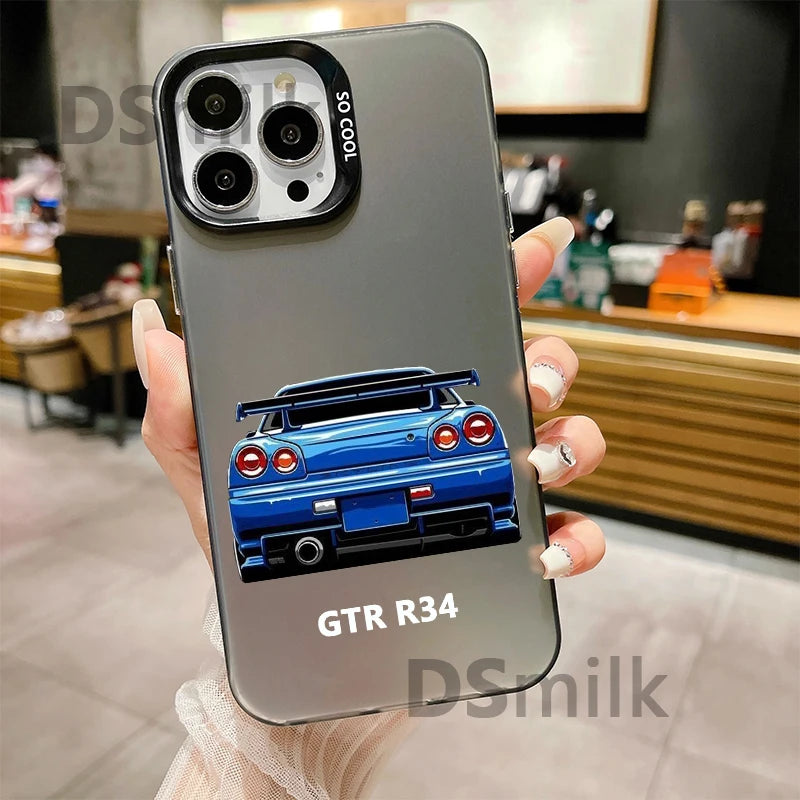 JDM Car iPhone Case - Laser Etched Hard PC + TPU Shockproof Back Cover for iPhone 7 - 16 Pro Max