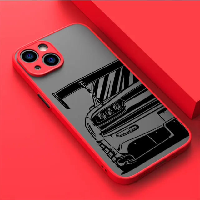 Tokyo JDM Drift Car iPhone Case - Matte Soft Edge Shockproof Shell for iPhone 7 - 16 Pro Max