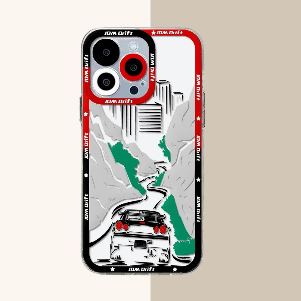 Tokyo JDM Drift Car iPhone Case – Premium Transparent Silicone Cover for iPhone 7 - 15 Pro Max