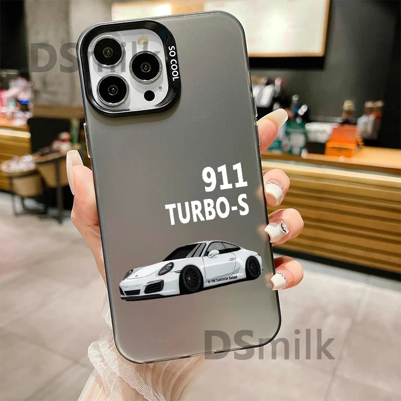 JDM Car iPhone Case - Laser Etched Hard PC + TPU Shockproof Back Cover for iPhone 7 - 16 Pro Max