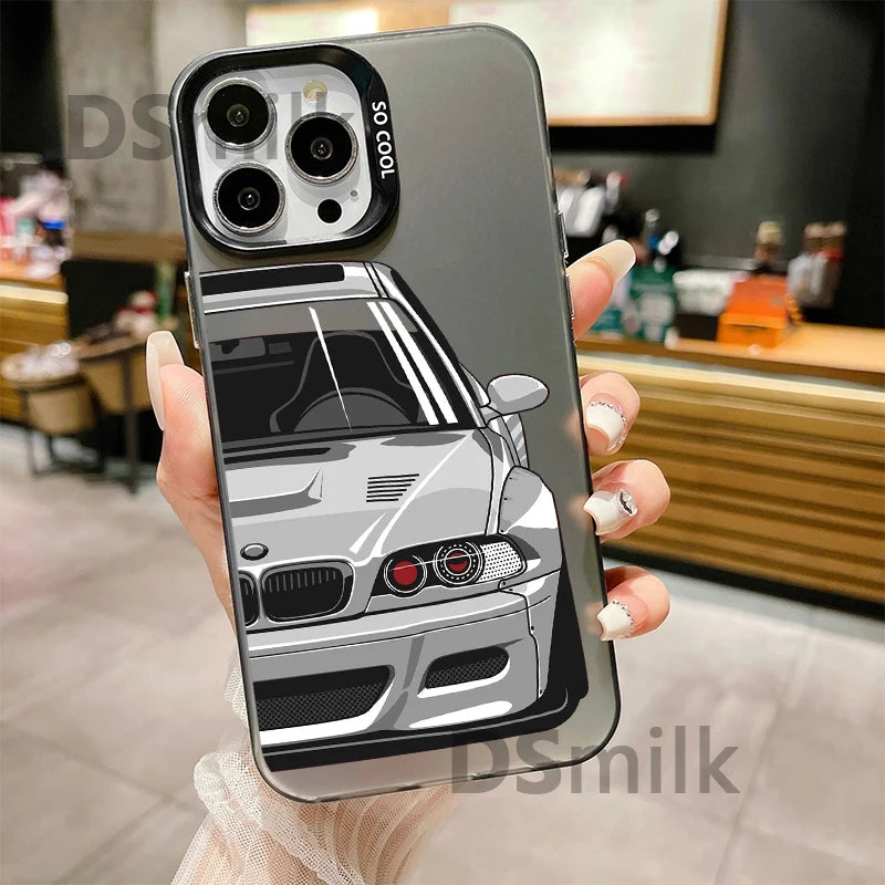 JDM Car iPhone Case - Laser Etched Hard PC + TPU Shockproof Back Cover for iPhone 7 - 16 Pro Max