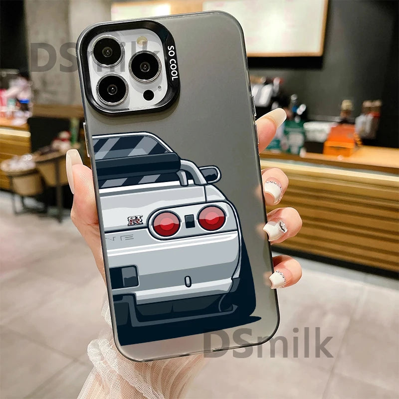 JDM Car iPhone Case - Laser Etched Hard PC + TPU Shockproof Back Cover for iPhone 7 - 16 Pro Max