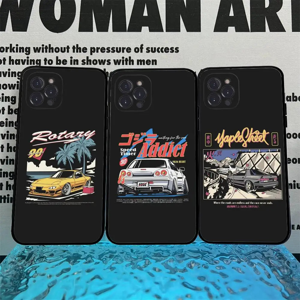 Japan JDM Sports Car iPhone Case - Sleek Shockproof Cover for iPhone 6 - 15 Pro Max