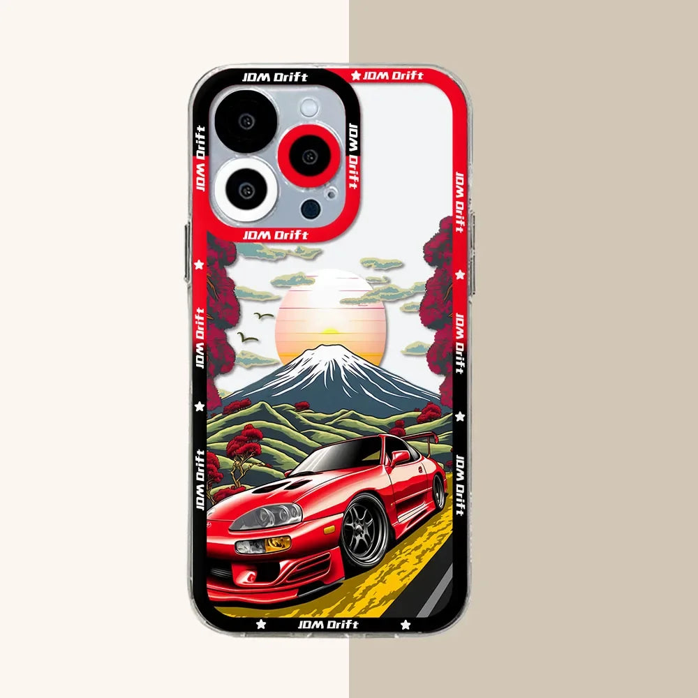 Tokyo JDM Drift Car iPhone Case – Premium Transparent Silicone Cover for iPhone 7 - 15 Pro Max