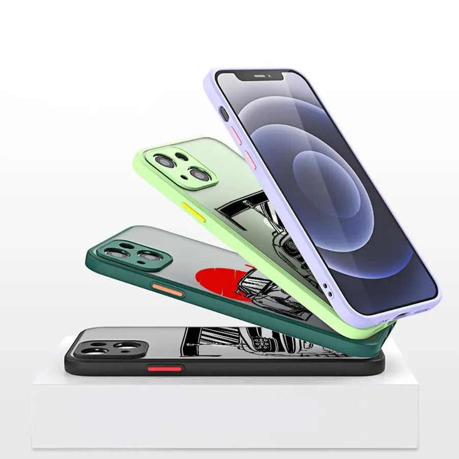 Tokyo JDM Drift Car iPhone Case - Matte Soft Edge Shockproof Shell for iPhone 7 - 16 Pro Max