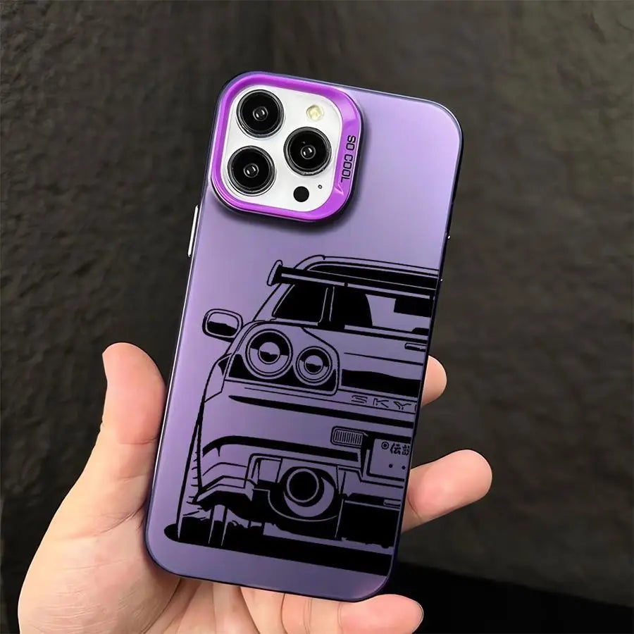 JDM Dream Car iPhone Case - Plating Matte Hard Back Cover for iPhone 7 - 16 Pro Max