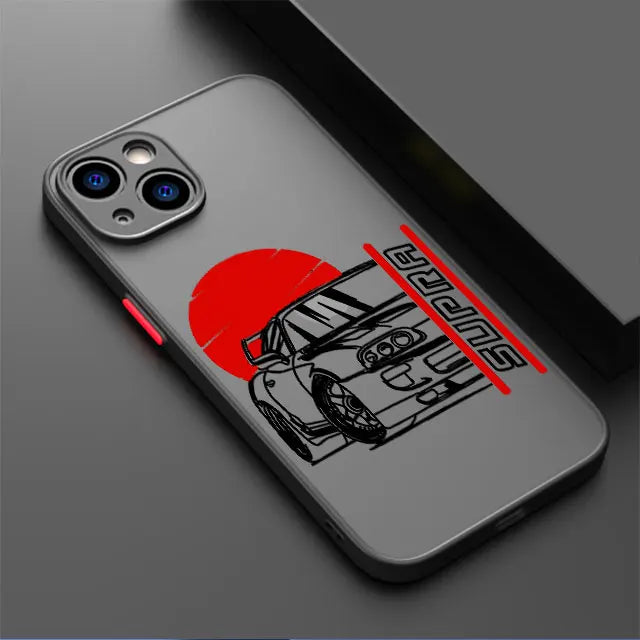 Tokyo JDM Drift Car iPhone Case - Matte Soft Edge Shockproof Shell for iPhone 7 - 16 Pro Max