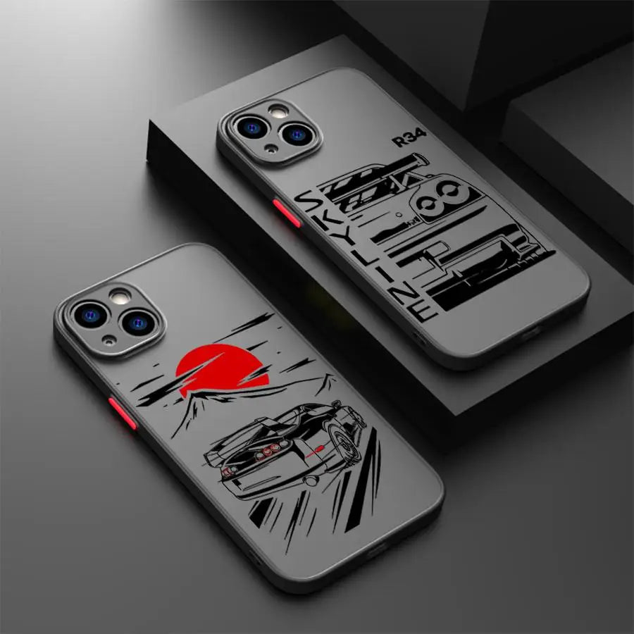 JDM Sports Car Comic iPhone Case - Shockproof Cover for iPhone 7 - 16 Pro Max