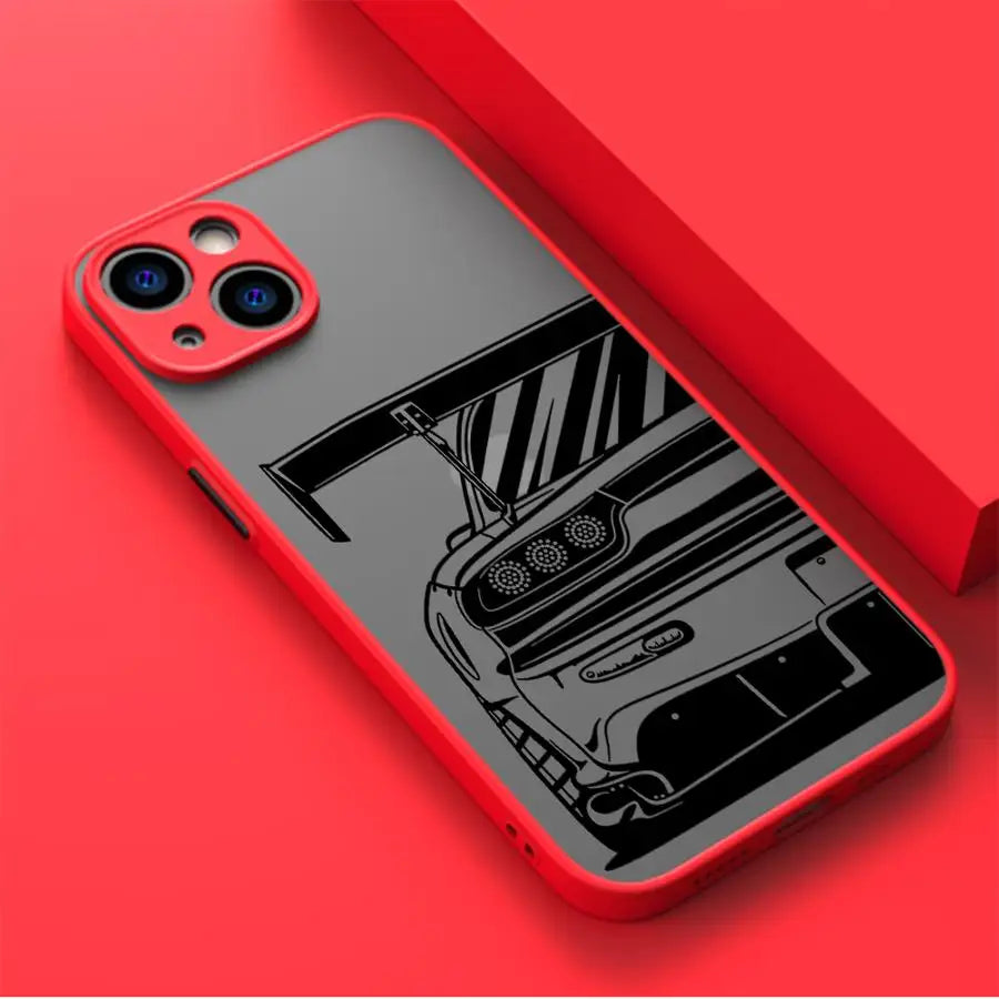 Tokyo JDM Drift Car iPhone Case - Matte Soft Edge Shockproof Shell for iPhone 7 - 16 Pro Max