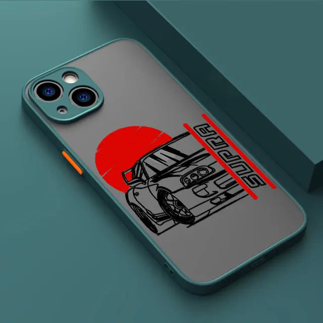 Tokyo JDM Drift Car iPhone Case - Matte Soft Edge Shockproof Shell for iPhone 7 - 16 Pro Max