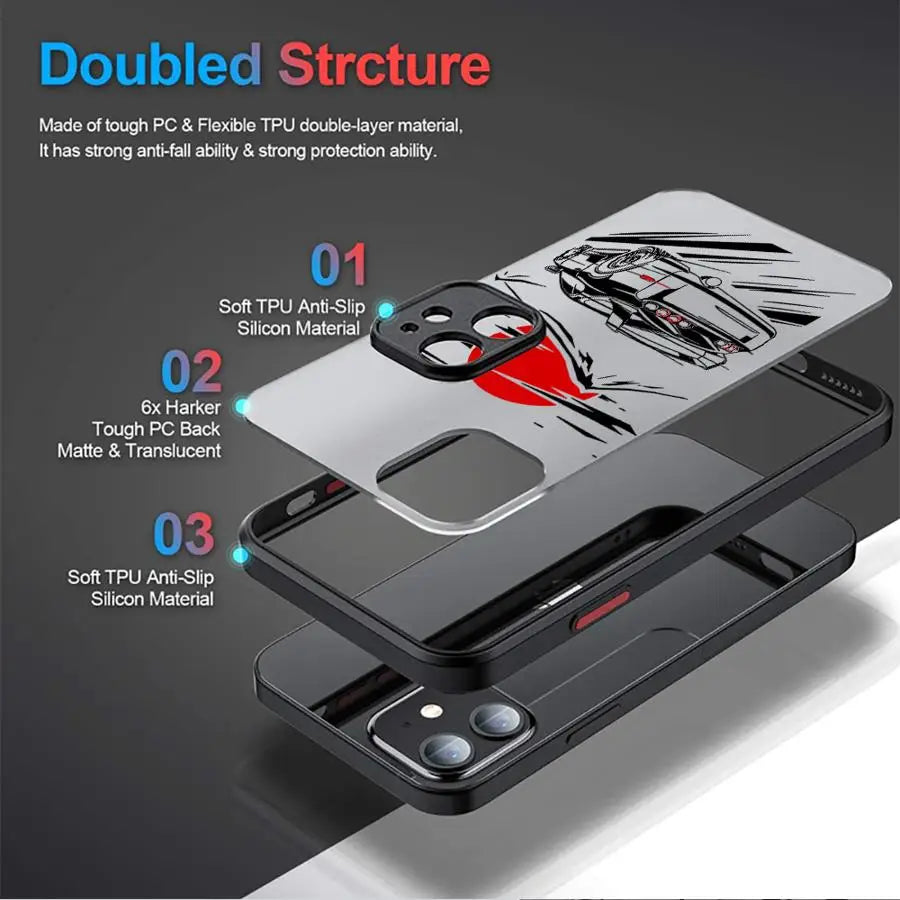 JDM Sports Car Comic iPhone Case - Shockproof Cover for iPhone 7 - 16 Pro Max