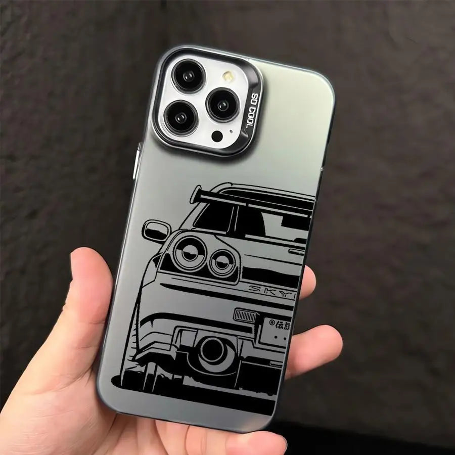 JDM Dream Car iPhone Case - Plating Matte Hard Back Cover for iPhone 7 - 16 Pro Max