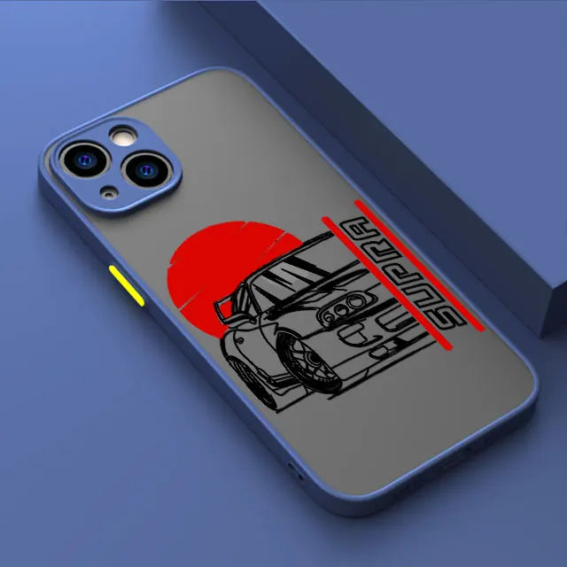 Tokyo JDM Drift Car iPhone Case - Matte Soft Edge Shockproof Shell for iPhone 7 - 16 Pro Max