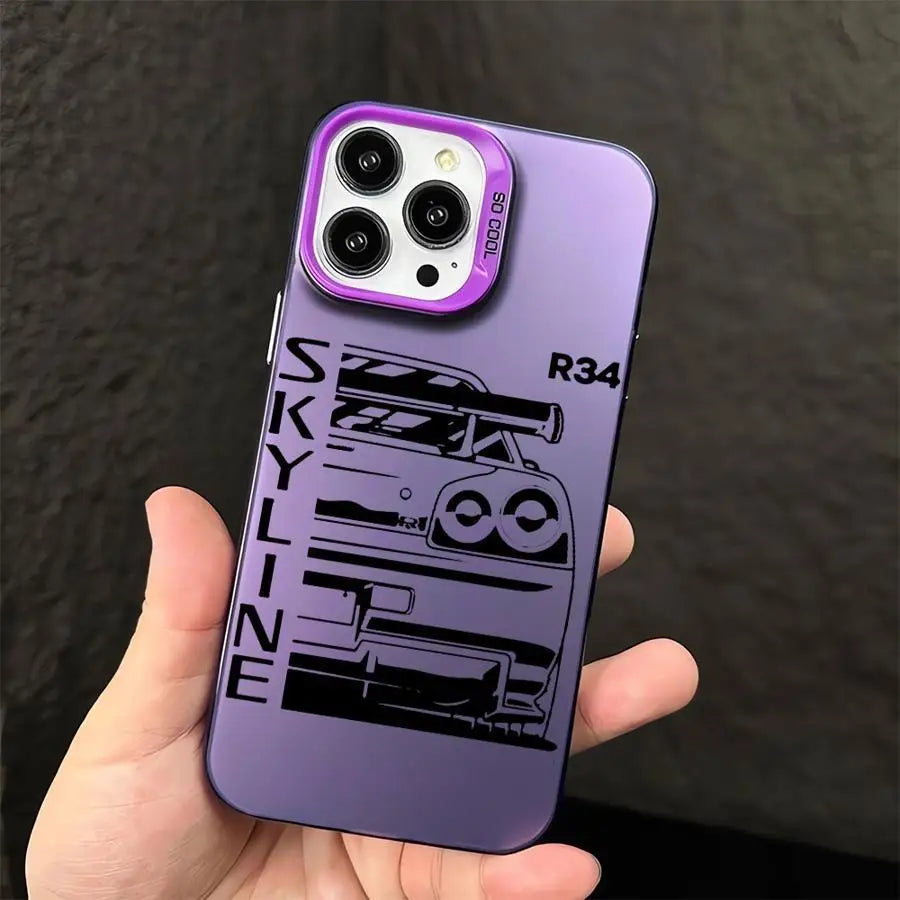 JDM Dream Car iPhone Case - Plating Matte Hard Back Cover for iPhone 7 - 16 Pro Max