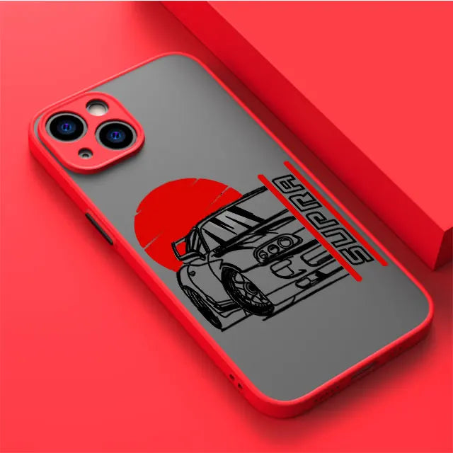 Tokyo JDM Drift Car iPhone Case - Matte Soft Edge Shockproof Shell for iPhone 7 - 16 Pro Max