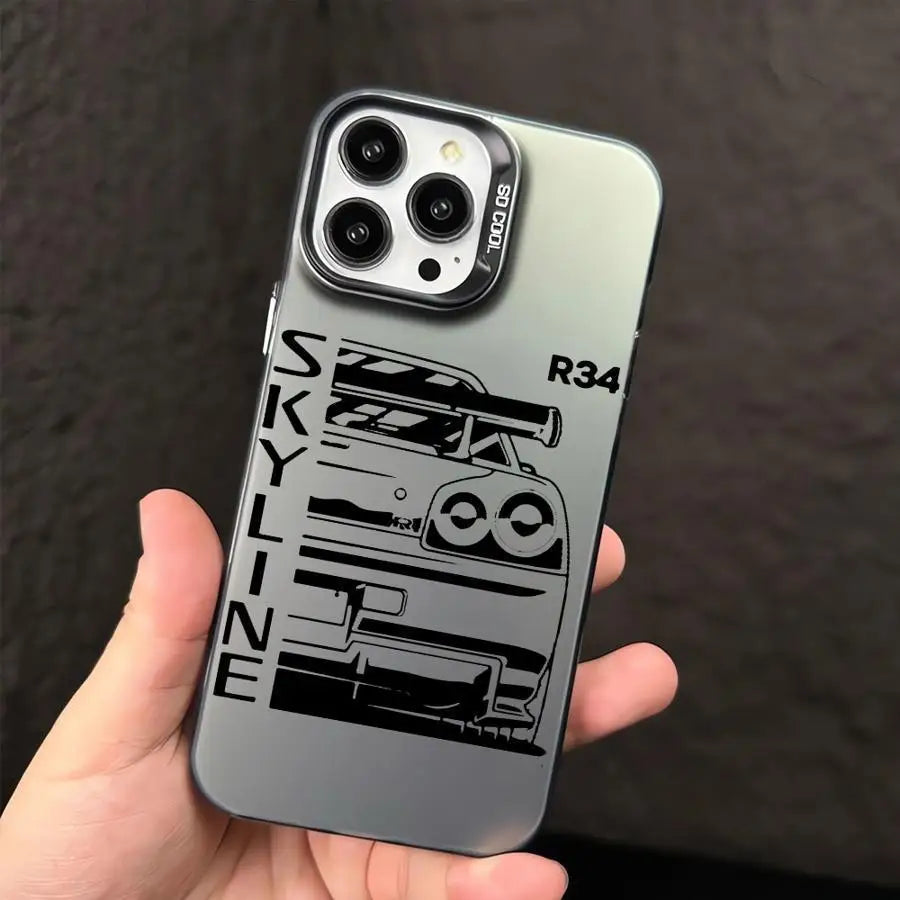 JDM Dream Car iPhone Case - Plating Matte Hard Back Cover for iPhone 7 - 16 Pro Max