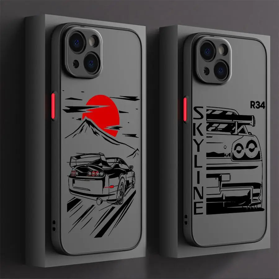 JDM Sports Car Comic iPhone Case - Shockproof Cover for iPhone 7 - 16 Pro Max