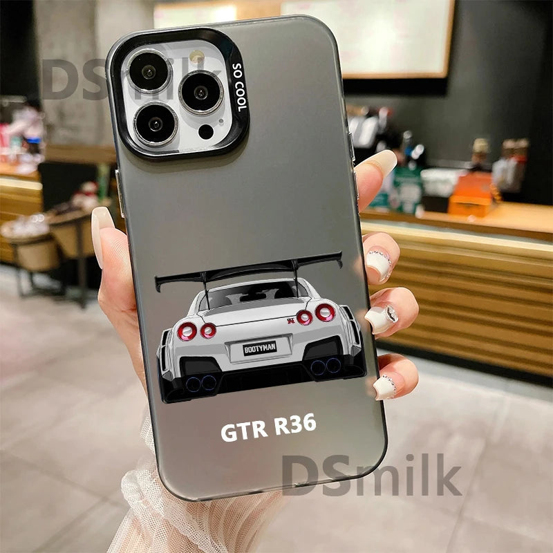 JDM Car iPhone Case - Laser Etched Hard PC + TPU Shockproof Back Cover for iPhone 7 - 16 Pro Max